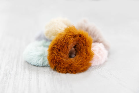 fluffy faux mink hair scrunchie