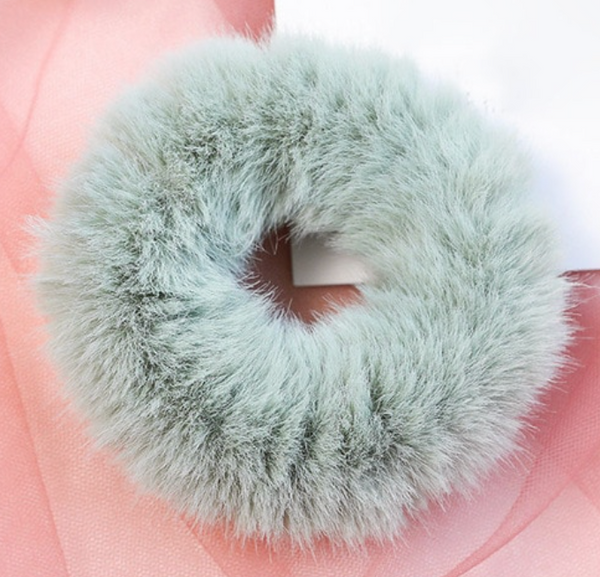 fluffy faux mink hair scrunchie