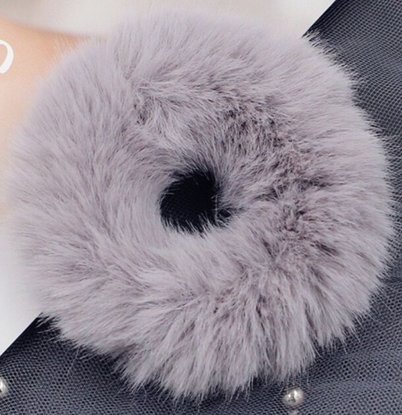 fluffy faux mink hair scrunchie