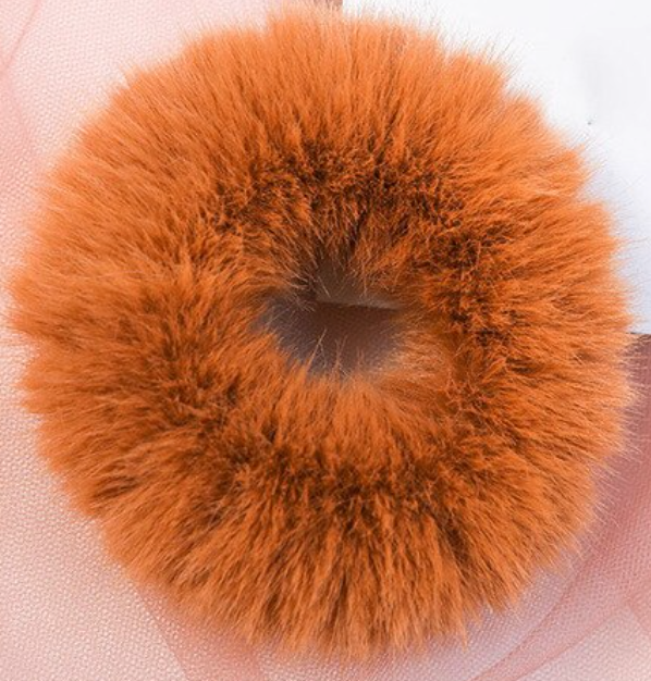 fluffy faux mink hair scrunchie