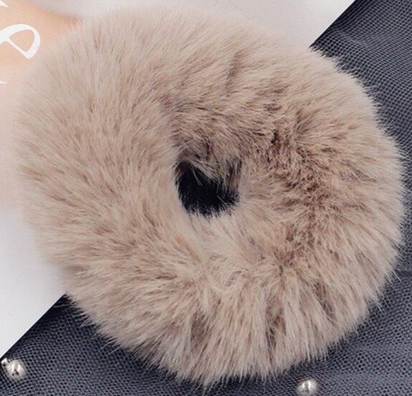 fluffy faux mink hair scrunchie